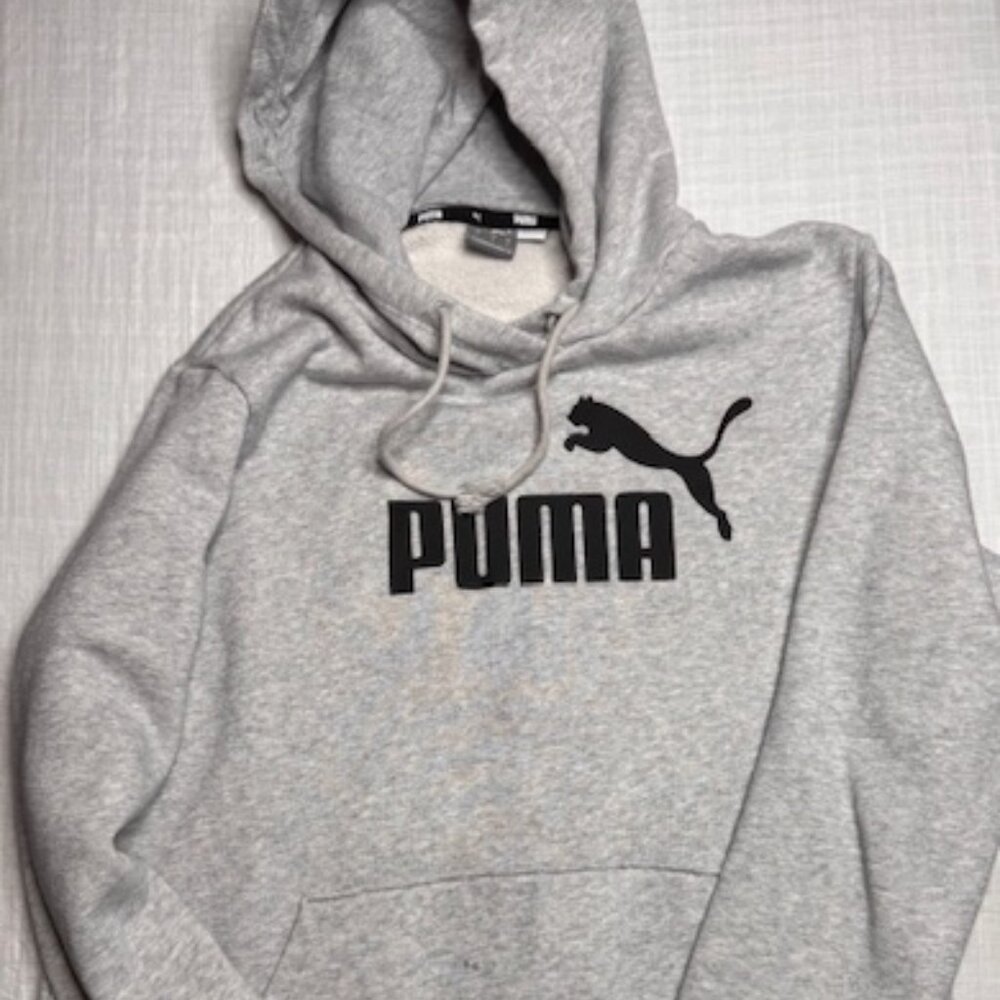 Puma Grey and Black Hoodie Men Large Cotton